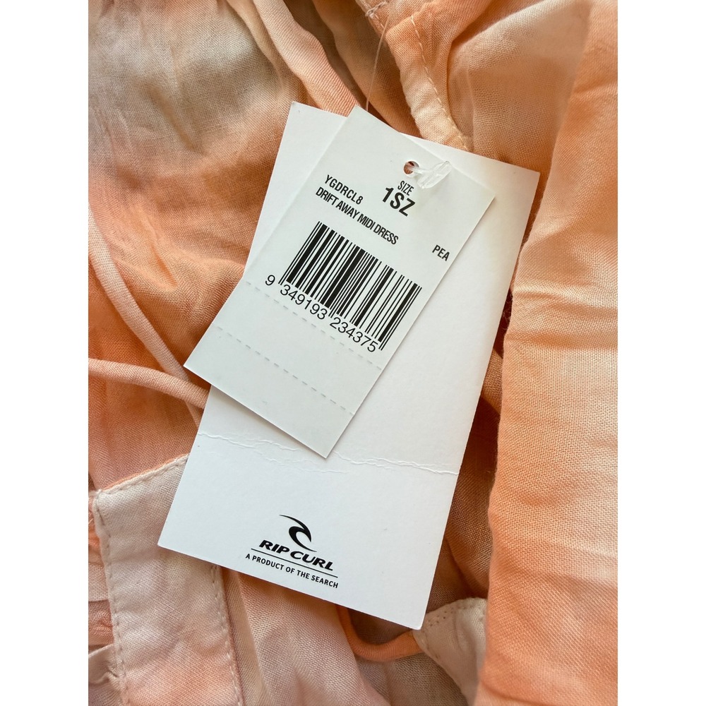 Rip Curl Drift Away Midi Dress Peach Tie Dye Beach Cover Up Medium NEW w tags - Picture 5 of 8